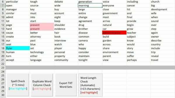 Automated Excel File For KDP Word Search